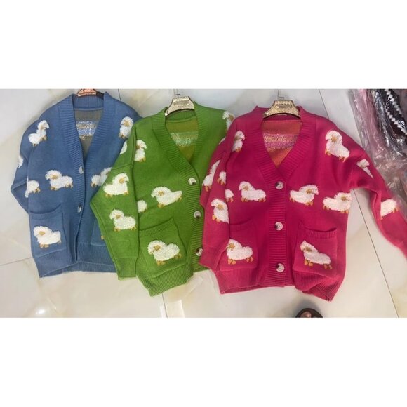 Ladies Knitted Sheep Sweater Coat Casual Cardigan Girls Preppy Cute - Picture 7 of 7